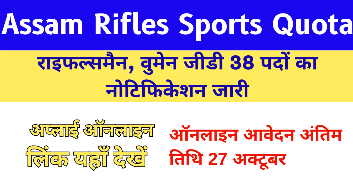 Assam Rifles Sports-Quota Recruitment 2024